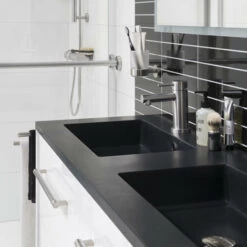 Tiger Karlo Badkamermeubel 120 Cm Naturel Eiken Met Wastafel Zwart -Thuis Badkamer 123 1043