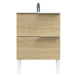 Tiger Badmeubelset Pocket 60 Cm Met 2 Lades Naturel Eik Incl. Looppoten -Thuis Badkamer 123 1054