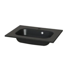 Tiger Reverse Meubelset Met 2 Lades 60 Cm Chalet Eik / Mat Zwart Inclusief Oval Wastafel Mat Zwart -Thuis Badkamer 123 1121