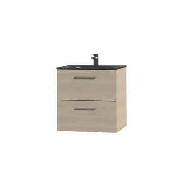 Tiger Badkamermeubel Studio 60cm Naturel Eik/matzwart Met RVS Greep 5 Tiger Badkamermeubel Studio 60cm Naturel Eik/matzwart Met RVS Greep - Afbeelding 3