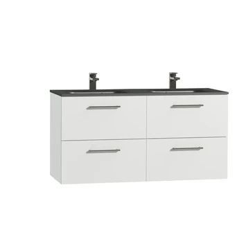 Tiger Badkamermeubel Studio 120cm Hoogglans Wit/matzwart Met Ronde RVS Greep 3 Tiger Badkamermeubel Studio 120cm Hoogglans Wit/matzwart Met Ronde RVS Greep