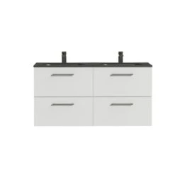 Tiger Badkamermeubel Studio 120cm Hoogglans Wit/matzwart Met Ronde RVS Greep 6 Tiger Badkamermeubel Studio 120cm Hoogglans Wit/matzwart Met Ronde RVS Greep -Thuis Badkamer 123 1206