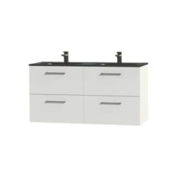 Tiger Badkamermeubel Studio 120cm Hoogglans Wit/matzwart Met Ronde RVS Greep 7 Tiger Badkamermeubel Studio 120cm Hoogglans Wit/matzwart Met Ronde RVS Greep -Thuis Badkamer 123 1207