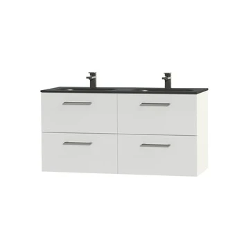 Tiger Badkamermeubel Studio 120cm Hoogglans Wit/matzwart Met Ronde RVS Greep 5 Tiger Badkamermeubel Studio 120cm Hoogglans Wit/matzwart Met Ronde RVS Greep - Afbeelding 3