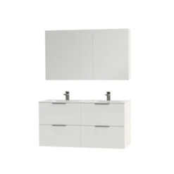 Tiger Badkamermeubel Studio 120cm Hoogglans Wit/matwit Met Platte RVS Greep -Thuis Badkamer 123 1230