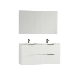 Tiger Badkamermeubel Studio 120cm Hoogglans Wit/matwit Met Platte RVS Greep -Thuis Badkamer 123 1231