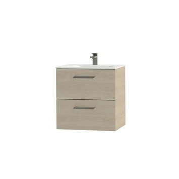 Tiger Badkamermeubel Studio 60cm Naturel Eik/matwit Met RVS Greep 5 Tiger Badkamermeubel Studio 60cm Naturel Eik/matwit Met RVS Greep - Afbeelding 3