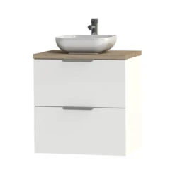 Tiger Badkamermeubel Studio 60cm Hoogglans Wit/witte Waskom Met Profielgrepen -Thuis Badkamer 123 1278