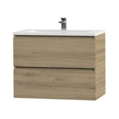 Tiger Karlo Badkamermeubel 80 Cm Chalet Eiken Met Wastafel Hoogglans Wit