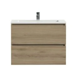 Tiger Karlo Badkamermeubel 80 Cm Chalet Eiken Met Wastafel Hoogglans Wit -Thuis Badkamer 123 1290