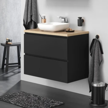 Tiger Karlo Badkamermeubel 80cm Mat Zwart Met Eiken Wasblad En Keramische Waskom 12 Tiger Karlo Badkamermeubel 80cm Mat Zwart Met Eiken Wasblad En Keramische Waskom - Afbeelding 10