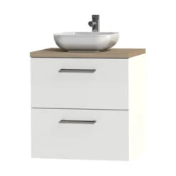 Tiger Badkamermeubel Studio 60cm Hoogglans Wit/witte Waskom Met Ronde Greep -Thuis Badkamer 123 1316