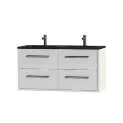 Tiger Badkamermeubel Boston 120cm Hoogglans Wit/matzwart Met Grepen RVS -Thuis Badkamer 123 1362