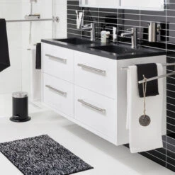 Tiger Badkamermeubel Boston 120cm Hoogglans Wit/matzwart Met Grepen RVS -Thuis Badkamer 123 1363