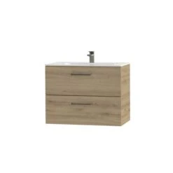 Tiger Badkamermeubel Studio 80cm Chalet Eik/wit Met RVS Greep -Thuis Badkamer 123 1393