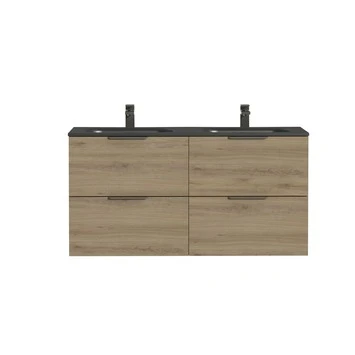 Tiger Badkamermeubel Studio 120cm Chalet Eik/matzwart Met Platte RVS Greep 4 Tiger Badkamermeubel Studio 120cm Chalet Eik/matzwart Met Platte RVS Greep - Afbeelding 2