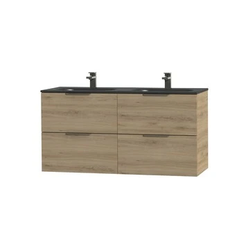 Tiger Badkamermeubel Studio 120cm Chalet Eik/matzwart Met Platte RVS Greep 5 Tiger Badkamermeubel Studio 120cm Chalet Eik/matzwart Met Platte RVS Greep - Afbeelding 3