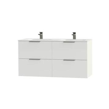 Tiger Badkamermeubel Studio 120cm Hoogglans Wit Met Platte RVS Greep 4 Tiger Badkamermeubel Studio 120cm Hoogglans Wit Met Platte RVS Greep - Afbeelding 2