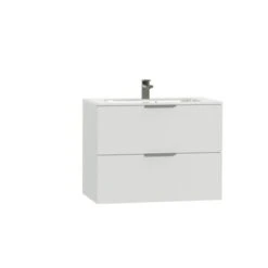 Tiger Badkamermeubel Studio 80ccm Hoogglans Wit Met Platte RVS Greep