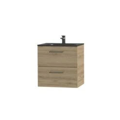 Tiger Badkamermeubel Studio 60cm Chalet Eik/matzwart Met RVS Greep -Thuis Badkamer 123 1664