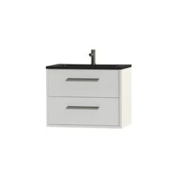 Tiger Badkamermeubel Boston 80cm Hoogglans Wit/matzwart Met RVS Grepen -Thuis Badkamer 123 1674