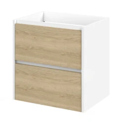 Tiger Reverse Meubelset Met 2 Lades 60 Cm Naturel Eik / Mat Wit Inclusief Oval Wastafel Mat Wit -Thuis Badkamer 123 1679