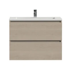 Tiger Karlo Badkamermeubel 80 Cm Naturel Eiken Met Wastafel Hoogglans Wit -Thuis Badkamer 123 1694