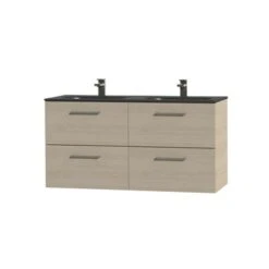 Tiger Badkamermeubel Studio 120cm Naturel Eik/matzwart Met RVS Greep -Thuis Badkamer 123 1716