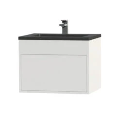 Tiger Helsinki Badkamermeubel 60 Cm Hoogglans Wit Met Wastafel Polybeton Zwart -Thuis Badkamer 123 1759