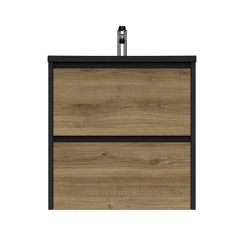 Tiger Reverse Meubelset Met 2 Lades 60 Cm Chalet Eik / Mat Zwart Inclusief Quadro Wastafel Mat Zwart 4 Tiger Reverse Meubelset Met 2 Lades 60 Cm Chalet Eik / Mat Zwart Inclusief Quadro Wastafel Mat Zwart - Afbeelding 2