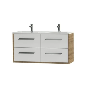 Tiger Badkamermeubel Boston 120cm Chalet Eik/wit Met Grepen RVS 5 Tiger Badkamermeubel Boston 120cm Chalet Eik/wit Met Grepen RVS - Afbeelding 3