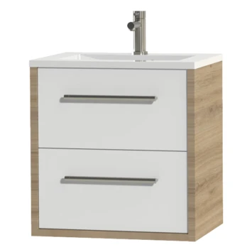 Tiger Badkamermeubel Boston 60 Cm Chalet Eik Met Polybeton Wastafel Wit En Ronde Grepen RVS 5 Tiger Badkamermeubel Boston 60 Cm Chalet Eik Met Polybeton Wastafel Wit En Ronde Grepen RVS - Afbeelding 3