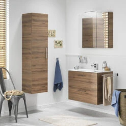 Tiger Badkamermeubel Studio 80cm Chalet Eik/matwit Met RVS Greep -Thuis Badkamer 123 1921