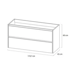 Tiger Reverse Meubelset 120 Cm Met 2 Lades Naturel Eik / Mat Wit Inclusief Quadro Wastafel Dubbel Hoogglans Wit -Thuis Badkamer 123 1963