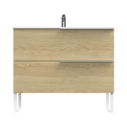 Tiger Badmeubelset Pocket 100 Cm Met 2 Lades Naturel Eik Incl. Looppoten -Thuis Badkamer 123 1973