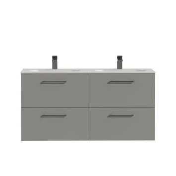 Tiger Badkamermeubel Studio 120cm Matgrijs/mat Wit Met Ronde Greep 3 Tiger Badkamermeubel Studio 120cm Matgrijs/mat Wit Met Ronde Greep