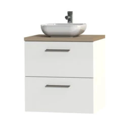 Tiger Badkamermeubel Studio 60cm Hoogglans Wit/witte Waskom Met Vierkante Greep -Thuis Badkamer 123 2084