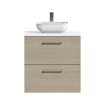 Tiger Badkamermeubel Studio 60cm Naturel Eik/witte Waskom Met Vierkante Greep 3 Tiger Badkamermeubel Studio 60cm Naturel Eik/witte Waskom Met Vierkante Greep