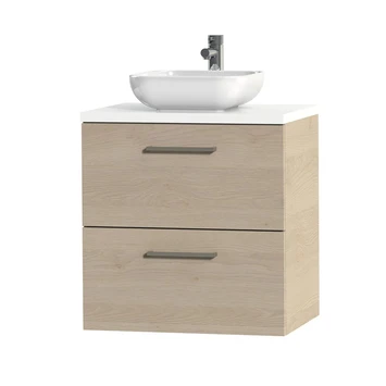 Tiger Badkamermeubel Studio 60cm Naturel Eik/witte Waskom Met Vierkante Greep 5 Tiger Badkamermeubel Studio 60cm Naturel Eik/witte Waskom Met Vierkante Greep - Afbeelding 3