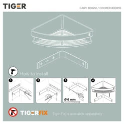 Tiger Hoekdouchemand Cooper 21 Cm RVS/zwart -Thuis Badkamer 123 2239