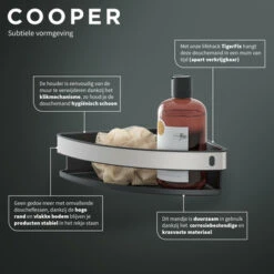 Tiger Hoekdouchemand Cooper 21 Cm RVS/zwart -Thuis Badkamer 123 2240