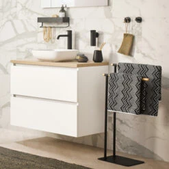 Sealskin Plank- En Handdoekhouder Brix Zwart -Thuis Badkamer 123 2718