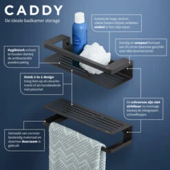 Tiger Douchemand Met Handdoekhouder Caddy Zw -Thuis Badkamer 123 3587