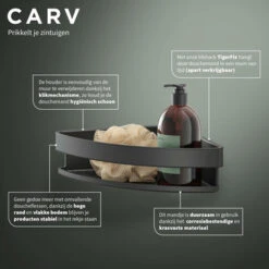 Tiger Hoekdouchemand Carv 21 Cm Zwart -Thuis Badkamer 123 3669