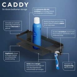 Tiger Douchemand Met Haak Caddy Zwart -Thuis Badkamer 123 3697