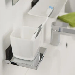 Tiger Bekerhouder Zenna Hangend Met Beker Chroom/Wengé -Thuis Badkamer 123 3821