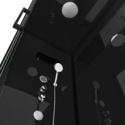 Aurlane Douchecabine Met Schuifdeur Black Mirror 2 Rechthoek Zwart 80x110 Cm -Thuis Badkamer 123 4216