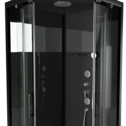 Aurlane Douchecabine Met Schuifdeur Black Mirror 2 Kwartrond Zwart 90x90 Cm -Thuis Badkamer 123 4228