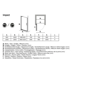 Sealskin Swingdeur Voor Nis Impact 90x195 Cm Chroom 4 Sealskin Swingdeur Voor Nis Impact 90x195 Cm Chroom - Afbeelding 2