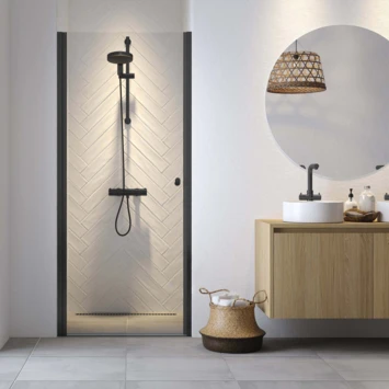 Sealskin Hooked Draaideur In Nis, 90 Cm Breed, 200 Cm Hoog, Mat Zwart 3 Sealskin Hooked Draaideur In Nis, 90 Cm Breed, 200 Cm Hoog, Mat Zwart